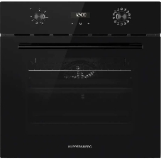 Встраиваемый духовой шкаф Kuppersberg HO 677 B, High-Tech, объем 70 л, 13 режимов, электронное управление (утапливаемые переключатели, аналоговый дисплей), телескопические направляющие на одном уровне, максимальная температура 300 градусов, 2 стекла в дверце, черный