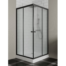 Душевой уголок BAU Stil Hit Black с поддоном 80x80х195, рифленое закаленное стекло, черный профиль