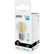 Лампа светодиодная филаментная Gauss Filament 8Вт цок.: E27 шар св. свеч. бел. нейт. (упак.: 10 шт)