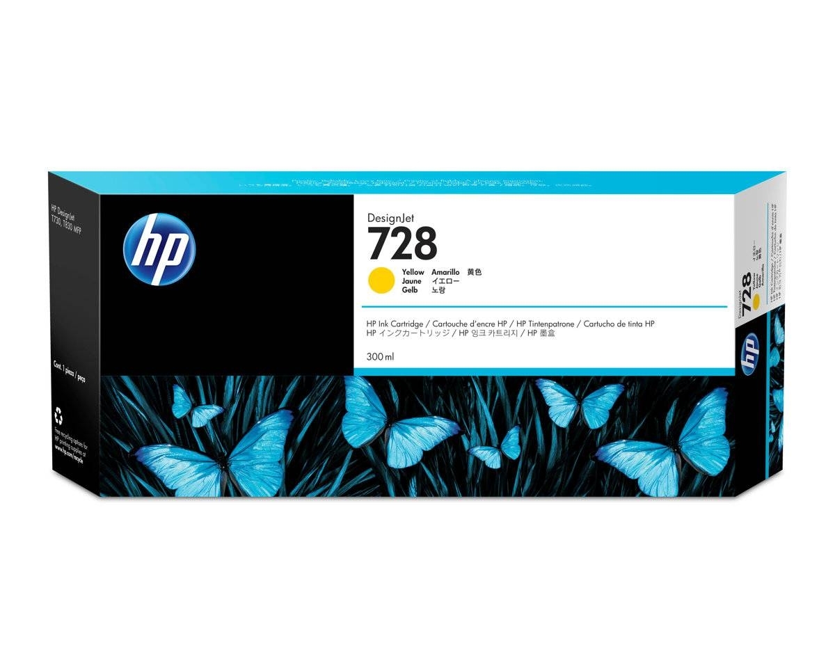 Картридж струйный HP F9K15A (HP 728) для DesignJet T730, T830. Желтый. 300 мл.