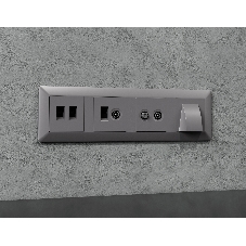 Комплект механизма розетки компьютерной + TV оконечной RJ-45 с автоматической защитной шторкой ALFA Сталь матовый QUANT (AP5125, VM195) MA512510
