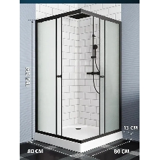 Душевой уголок BAU Stil Hit Black с поддоном 80x80х195, рифленое закаленное стекло, черный профиль