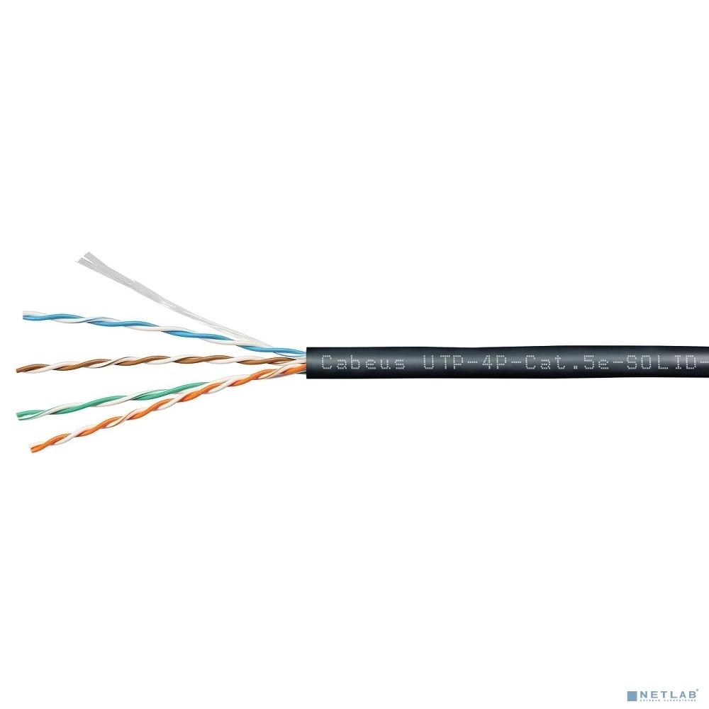 КАБЕЛЬ ВИТАЯ ПАРА CABEUS UTP-4P-CAT.5E-SOLID-OUT-LSZH-UV UTP (U/UTP), КАТЕГОРИЯ 5E, 4 ПАРЫ (24 AWG), ОДНОЖИЛЬНЫЙ, ДЛЯ ВНЕШНЕЙ ПРОКЛАДКИ (+75 C - -40), LSZH-UV (305 М)