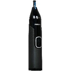 Триммер Philips для носа и ушей, черный, корпус - пластик, 3 насадки-гребня, насадка - триммер, щеточка для очистки, мягкий чехол, батарейка