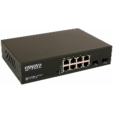 Коммутатор Osnovo Гигабитный PoE коммутатор на 10 портов, 8 *10/100/1000 Base-T PoE, 2*SFP 1000 Base-T, PoE на порт до 30W, суммарно до 150W