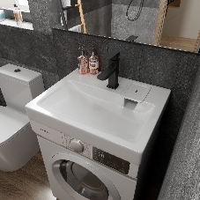 Комплект BAU 4 в 1: раковина над стиральной машиной BAU Hotel 60х50 литьевой мрамор, кронштейны, сифон и смеситель Hotel Black, черный