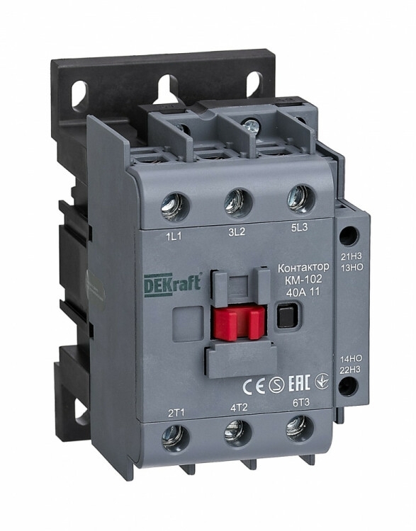 Контактор 40А 220В/230В АС3 АС4 1НО+1НЗ КМ-102 DEKraft