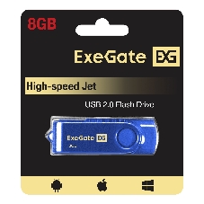 Exegate EX302035RUS USB-флеш накопитель ExeGate Jet 8GB синий (USB2.0, 480Mbps, пластик/металл)