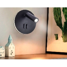 Настенный светильник FW252 SBK черный песок LED 4200K+3000K 6W+1W D140*110