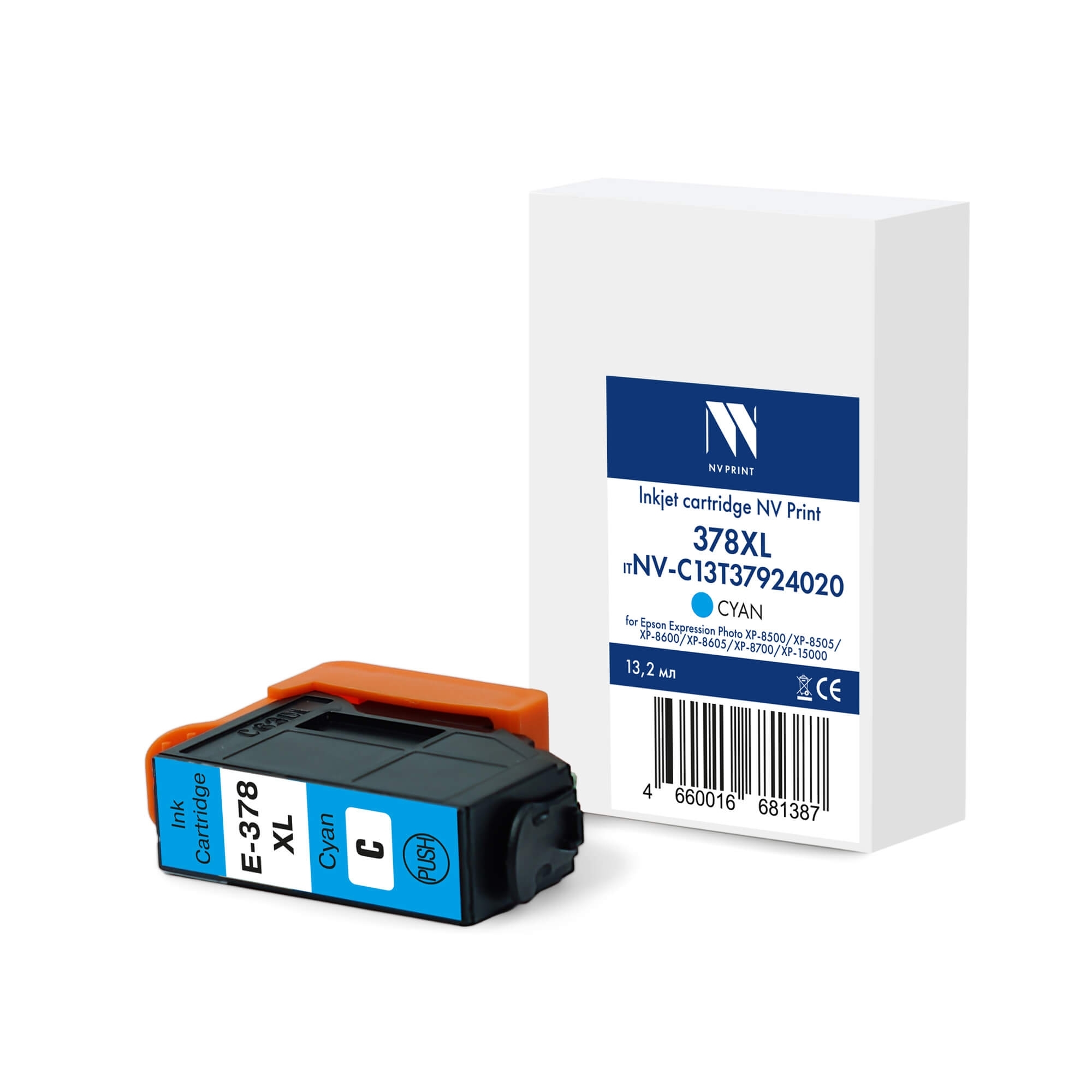 Струйный картридж NVPrint 378XL (NV-C13T37924020) Cyan для Epson EP XP-8500/XP-8505/XP-8600/XP‑8605/XP-8700/XP-15000 (13.2 мл) совместимый