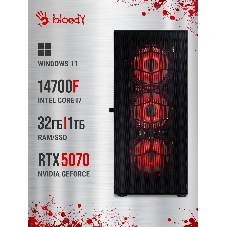 Компьютер Bloody BD-PC CB76T2 TWR i7 14700F (2.1) 32Gb SSD 1Tb RTX 5070 12Gb Windows 11 Home 64 GbitEth 650W черный (RUS) (2141987)