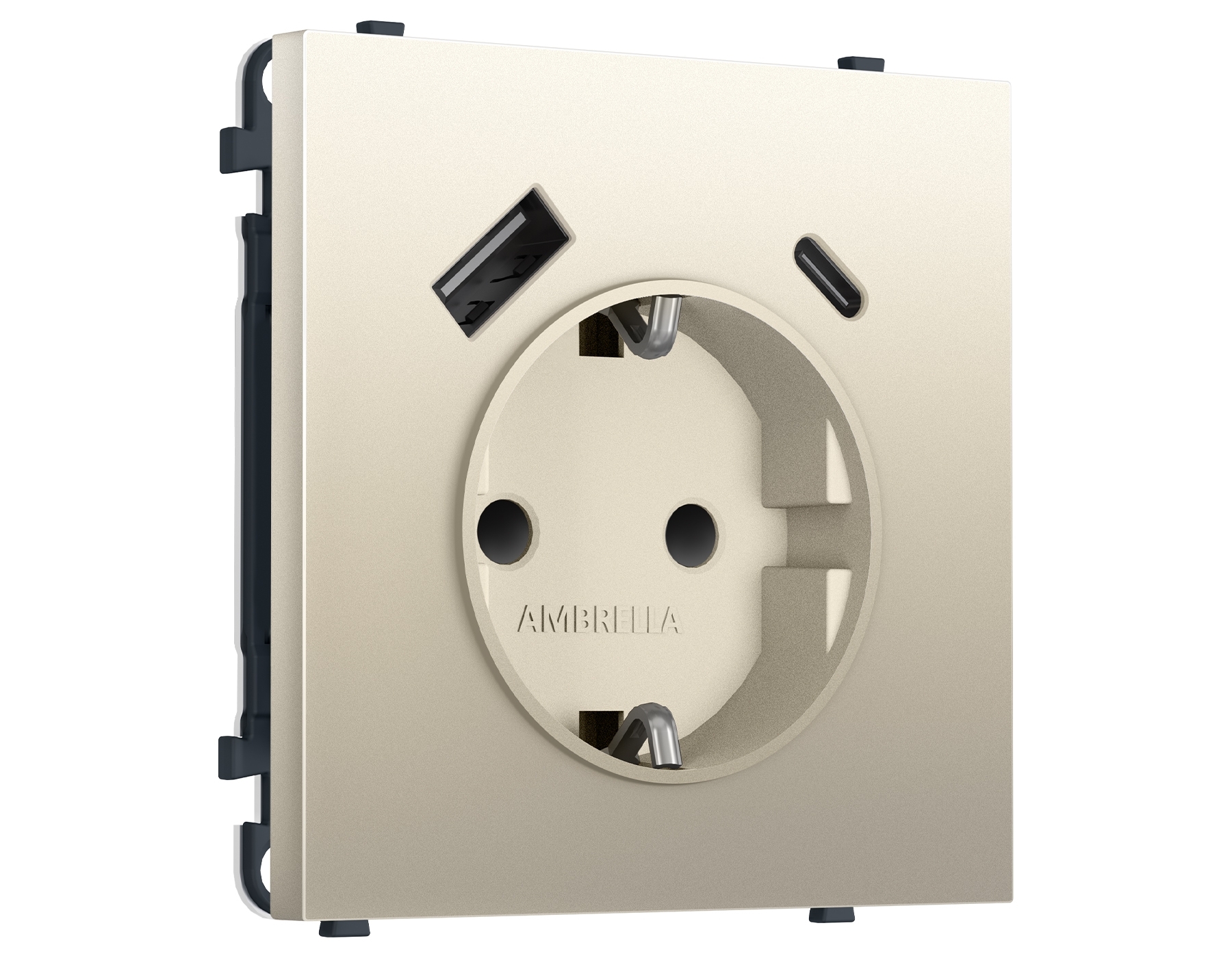 Комплект механизма электрической розетки SIGMA Шёлк 2USB A+C 20W (быст. зар.) с/з с/ш 16A-250V QUANT PRO (SP5500, PR160)