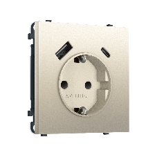 Комплект механизма электрической розетки SIGMA Шёлк 2USB A+C 20W (быст. зар.) с/з с/ш 16A-250V QUANT PRO (SP5500, PR160)