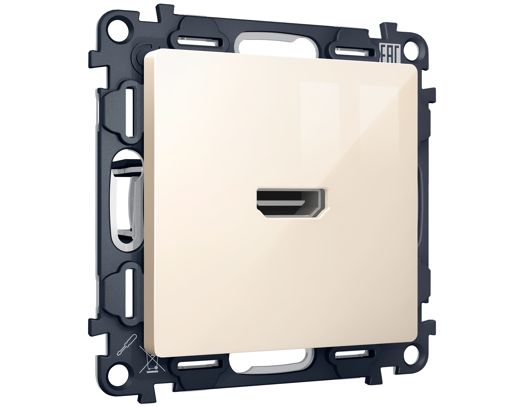 Комплект механизма розетки HDMI 2.0 ALFA Бежевый глянец 40V/500mA 2.0GHz 5-18Gbit/s QUANT (AP3140, VM222) MA314010