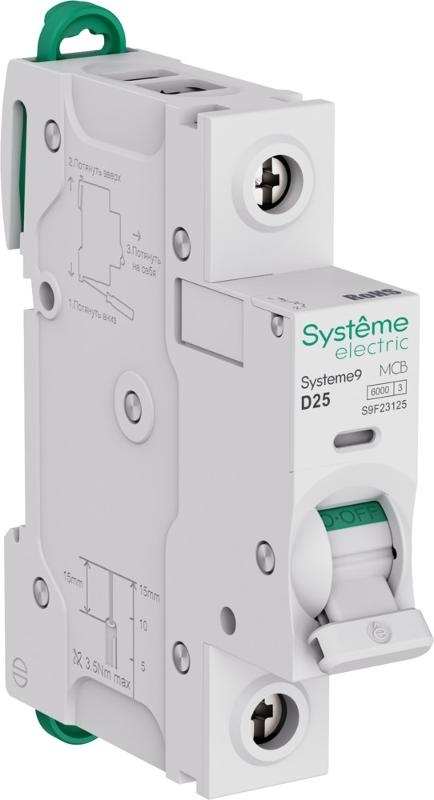Systeme9 Выключатель автоматический (АВ) D 25A 1П 6kA 230В (кратно 1)