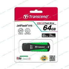 Флешка USB Transcend JetFlash 810 (TS64GJF810), 64Gb, USB 3.0, R/W 100/40, черный/зеленый