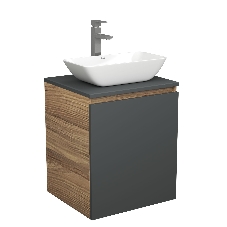 Тумба Bau Dream Blackwood 50 графит, раковина BAU Spectrum mini 47х24 смеситель для раковины высокий Hotel Still, нержавеющая сталь