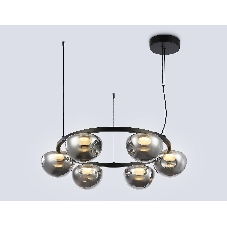 Подвесной светодиодный светильник Ambrella light LH12003/6 BK/GD/SM черный/золото/дымчатый 36W 3000K D760*175