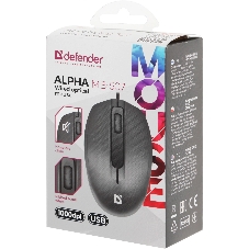 Мышь проводная Defender Alpha MB-507 черный, 1000 dpi, USB, кнопки - 3