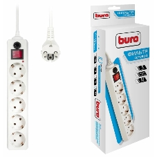 Сетевой фильтр Buro 500SH-10-W 10 м, 5 розеток, белый, коробка