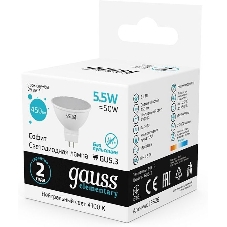 Лампа cветодиодная Gauss LED Elementary 13526 MR16 GU5.3 5.5W 4100К1/10/100