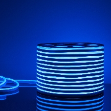 Лента светодиодная LS001 220V / Гибкий неон  9.6W 120Led 2835 IP67 односторонний синий, 50 м