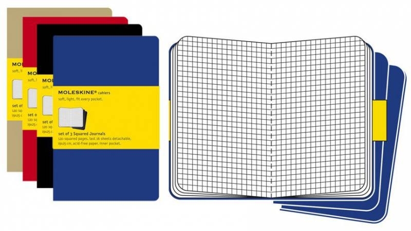 Блокнот Moleskine CAHIER JOURNAL QP322 XLarge 190х250 мм, обложка картон, 120 страниц, клетка, черный (3 шт)