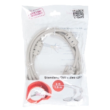 Кабель DVI-D single link Gembird/Cablexpert CC-DVI-6C, 19M/19M, 1.8м, серый, экран, феррит.кольца, пакет