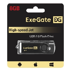 Exegate EX302034RUS USB-флеш накопитель ExeGate Jet 8GB черный (USB2.0, 480Mbps, пластик/металл)