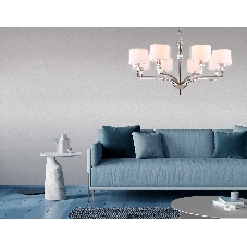 Люстра Ambrella light LH71123/8 SN/WH никель/белый E14/8 max 40W D840*880