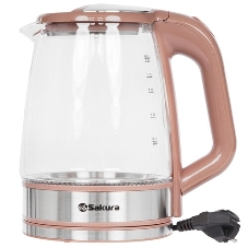 Чайник электрический Sakura SA-2722BR 2,2л,стекл,темный шоколад