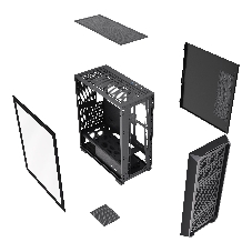Корпус HSPD F750, Mesh Mid Tower, Black, TG, 0.6 SPCC, no fans, ATX, mATX, mITX 160/405/160mm 3x2.5