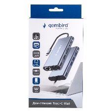 Док-станция Gembird UHB-D4, USB Type-C PD87W, USB, Jack 3.5, SD/TF, HDMI, RJ45, VGA, USB