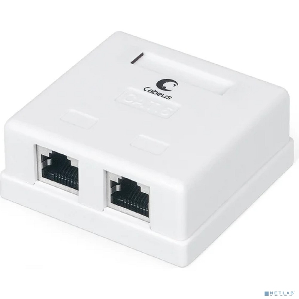 Розетка компьютерная RJ-45(8P8C) Cabeus WS-8P8C-Cat.6-SH-2 категория 6, экранированная, двойная, внешняя, Dual IDC