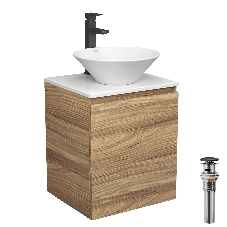 Тумба Bau Dream Blackwood 50 с дверцей, раковина BAU Dream D43, смеситель для раковины высокий Hotel Black, черный, выпуск клик клак, черный