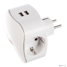 Сетевой разветвитель ЭРА SP-3e-USB-2A, белый
