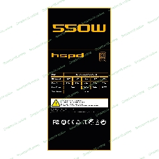 Блок питания Power Supply HSPD, 550W 80 PLUS Bronze (ATX, 2.31, Semi-modular, 1x24(20+4)pin 550мм, 1xCPU*2 8(4+4)pin 600+150мм, 1xPCIe*2 8(6+2)pin 500+150мм, 2xSATA*3 400+150+150мм, 1xMOLEX4pin*3+FDD 400+150+150+150мм, Active, 120x120мм, 150x140x86мм, APFC, OVP, UVP, SCP, OPP, OCP, OTP, черный)