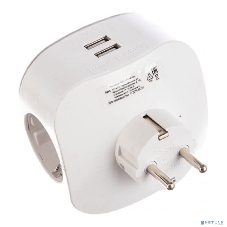 Сетевой разветвитель ЭРА SP-3e-USB-2A, белый