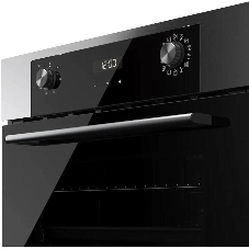 Встраиваемый духовой шкаф Kuppersberg HO 677 BX, High-Tech, объем 70 л, 13 режимов, электронное управление (утапливаемые переключатели, аналоговый дисплей), телескопические направляющие на одном уровне, максимальная температура 300 градусов, 2 стекла в дверце, черный/нержавеющая сталь