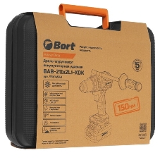 Дрель-шуруповерт Bort BAB-21Ix2Li-XDK, 18 В, 4 Ач, 150 Нм, бесщеточный, ударная