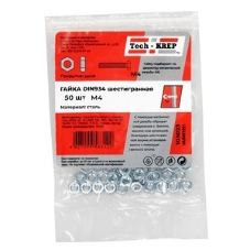 Гайка шестигранная М4 цинк. DIN 934 (уп. 50 шт) пакет Tech-Krep 103023