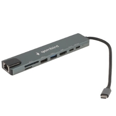 Док-станция Gembird UHB-D3, USB Type-C, USB 2.0, USB 3.1, USB Type-C PD87W, USB Type-C, HDMI, SD/TF, RJ45, USB Type-C