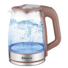 Чайник электрический Sakura SA-2722BR 2,2л,стекл,темный шоколад
