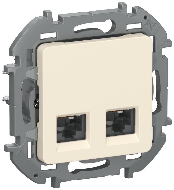 Розетка компьютерная двойная RJ45 категория 5Е UTP 6738361 слоновая кость IEKINSPIRIA