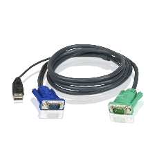 Шнур, мон+клав+мышь USB ATEN, SPHD15=>HD DB15+USB A-Тип, Male-2xMale, 8+4 проводов, опрессованный, 1.8 метр., черный, (2L-5202U)