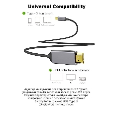 Кабель USB3.1 CM-HDMI 1.8M CU423MC-1.8M VCOM