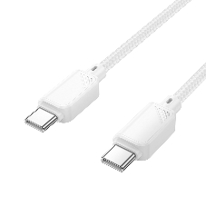 Кабель USB2.0 Hoco Type-C/Type-C, 3А, 60Вт, нейлоновая оплетка, X113, 1м, белый, коробка