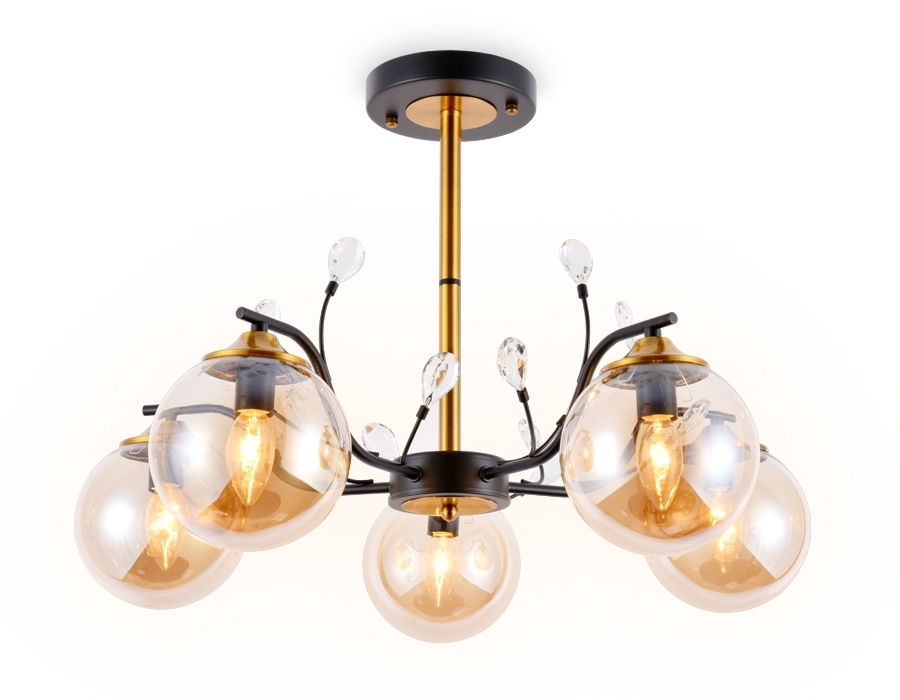 Светильник Ambrella light TR9072/5 BK/TI черный/янтарь E14 max 40W D620*420