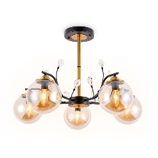 Светильник Ambrella light TR9072/5 BK/TI черный/янтарь E14 max 40W D620*420