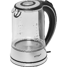 Чайник электрический Vitek VT-WK1009 1.7л. 2200Вт черный/серый корпус: стекло